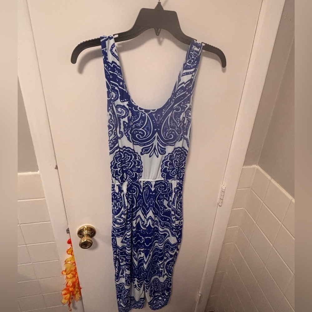 Blue and White Patterned Top and Shorts